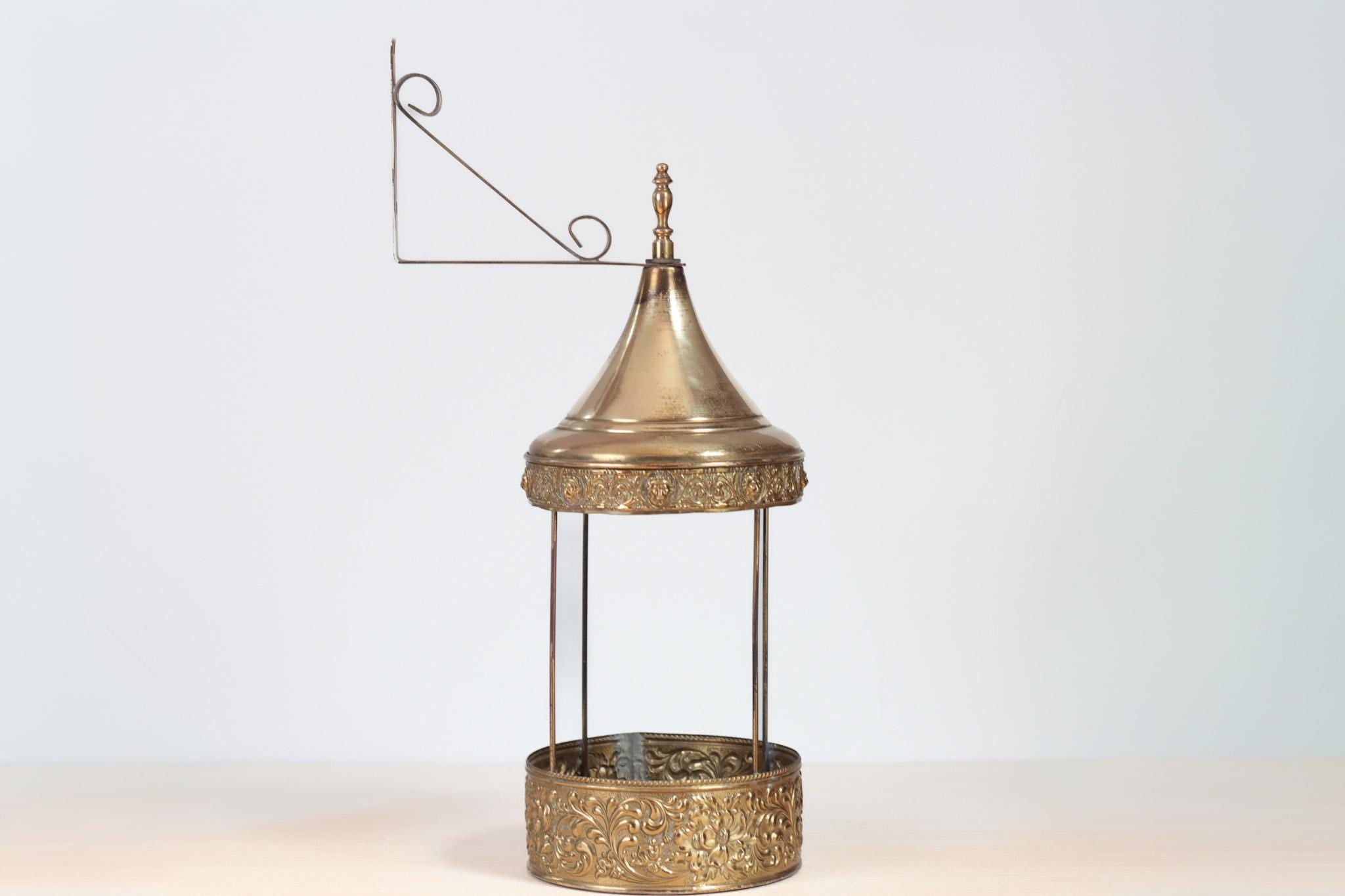 Vintage Ornate Brass Wall Lantern or Planter