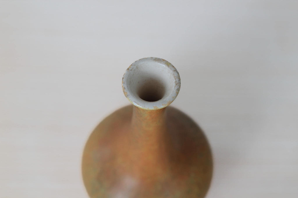 Vintage MCM Royal Haeger Ceramic Bud Vase in Mottle Mustard Yellow Glaze