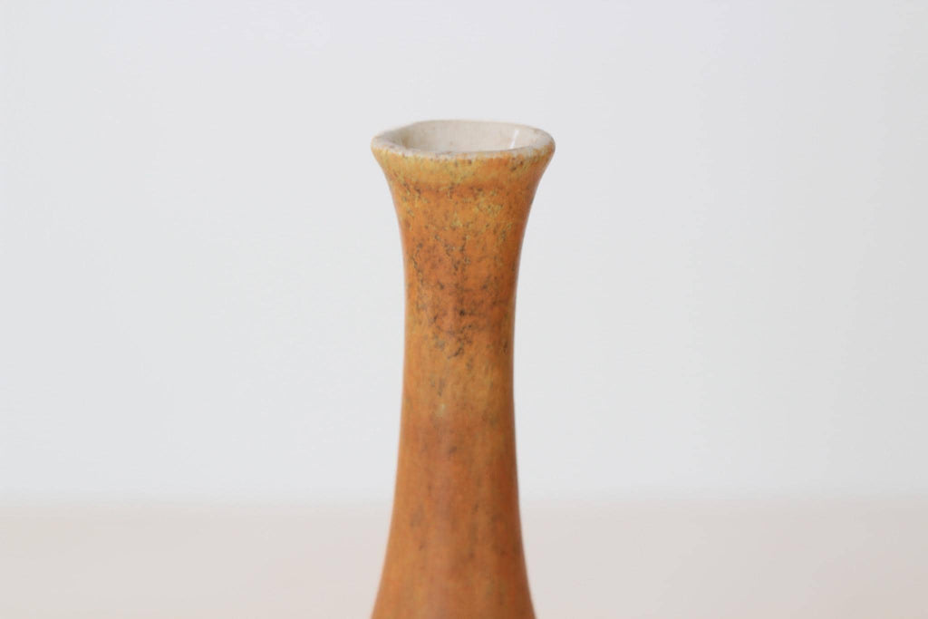 Vintage MCM Royal Haeger Ceramic Bud Vase in Mottle Mustard Yellow Glaze