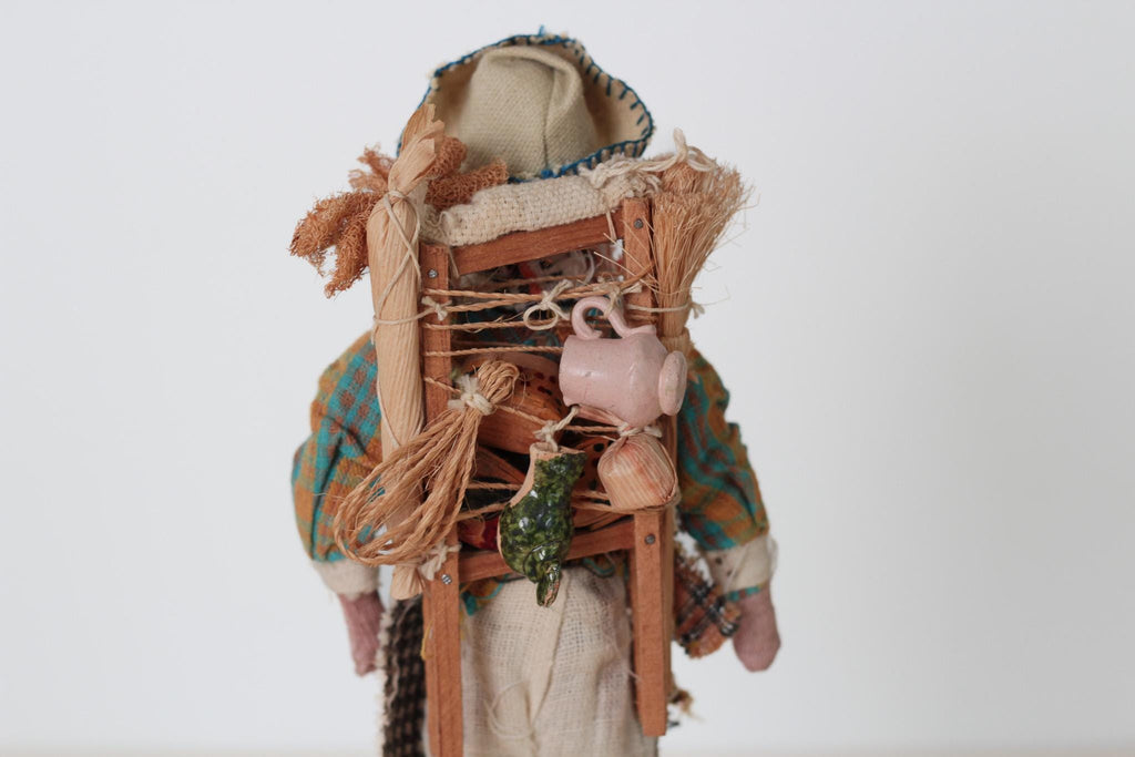 Vintage Guatemalan Folk Art Cloth Merchant Figure, 12.5in Tall