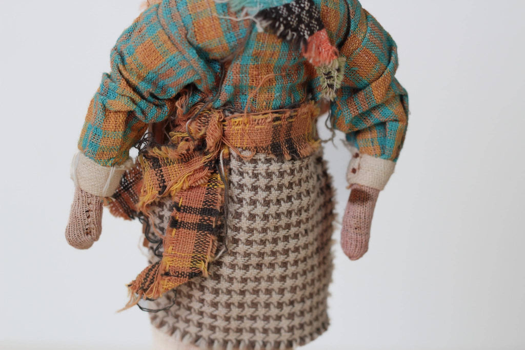 Vintage Guatemalan Folk Art Cloth Merchant Figure, 12.5in Tall