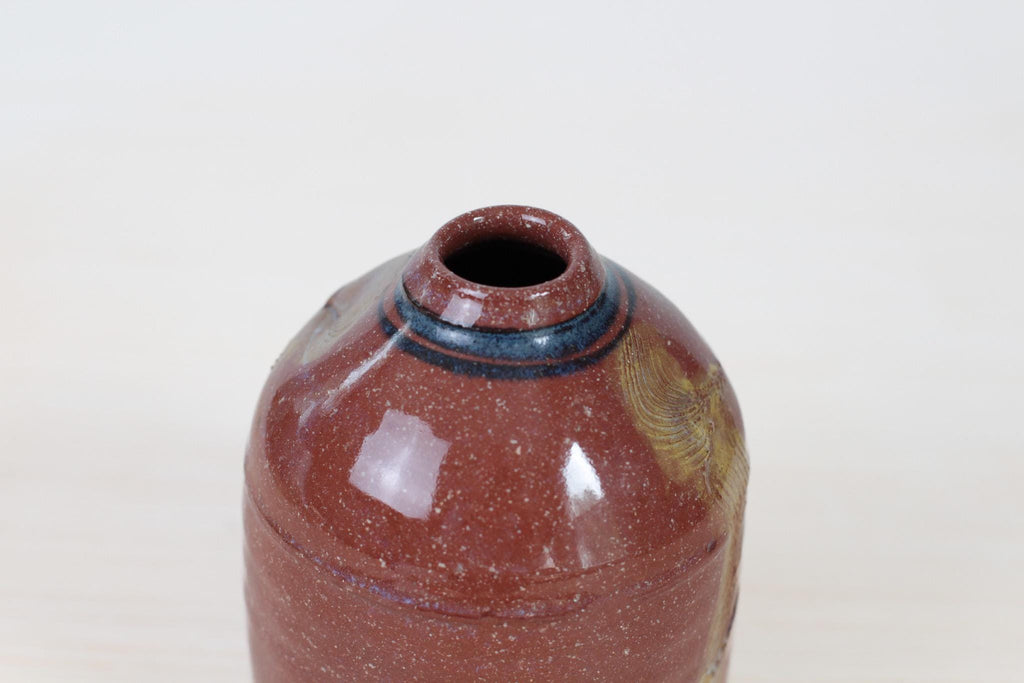 Vintage Studio Pottery Bud Vase in Red Stoneware Clay, Signed by Maker