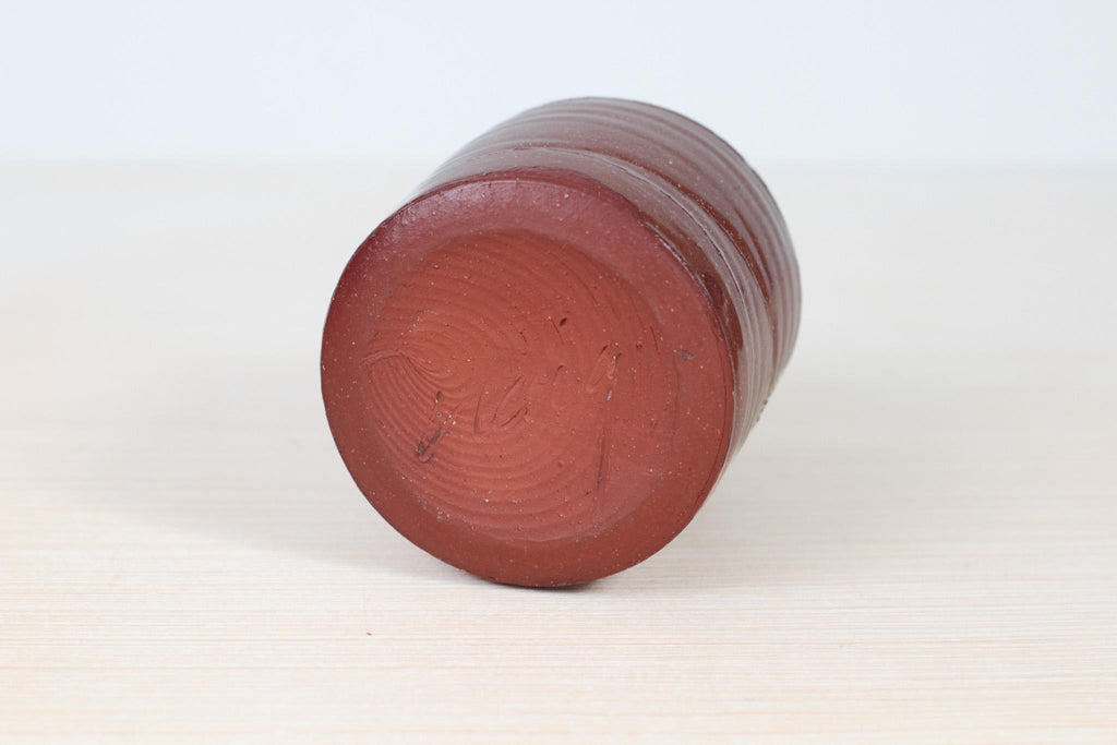 Vintage Studio Pottery Bud Vase in Red Stoneware Clay, Signed by Maker