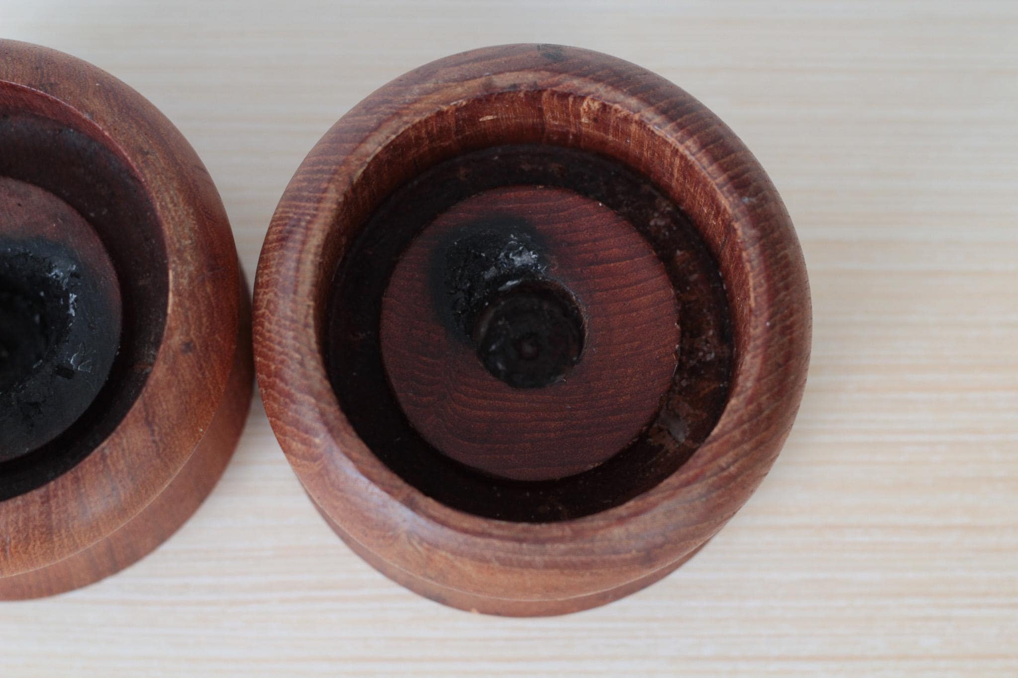 Vintage Teak Wood Candle Holder Pair, Mid-Century Modern Decor