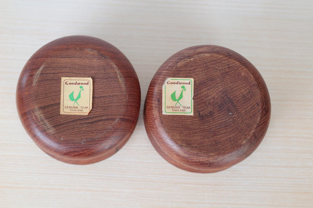Vintage Teak Wood Candle Holder Pair, Mid-Century Modern Decor
