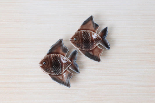 Vintage Wade Porcelain Fish Trinket Dishes or Tea Bag Rests, Set of 2