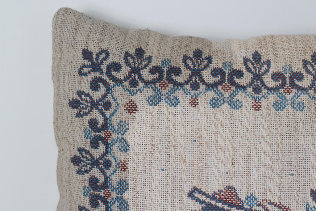Vintage Austrian Folk Art Tapestry Pillow 15"x15"