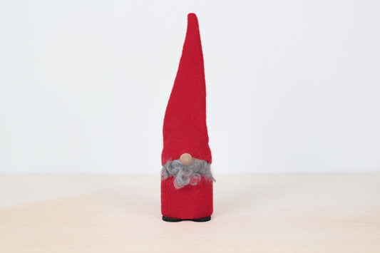 Vintage Swedish Tomte Gnome 10.5" Tall w/ Wooden Heart Feet, Scandinavian Christmas Decor