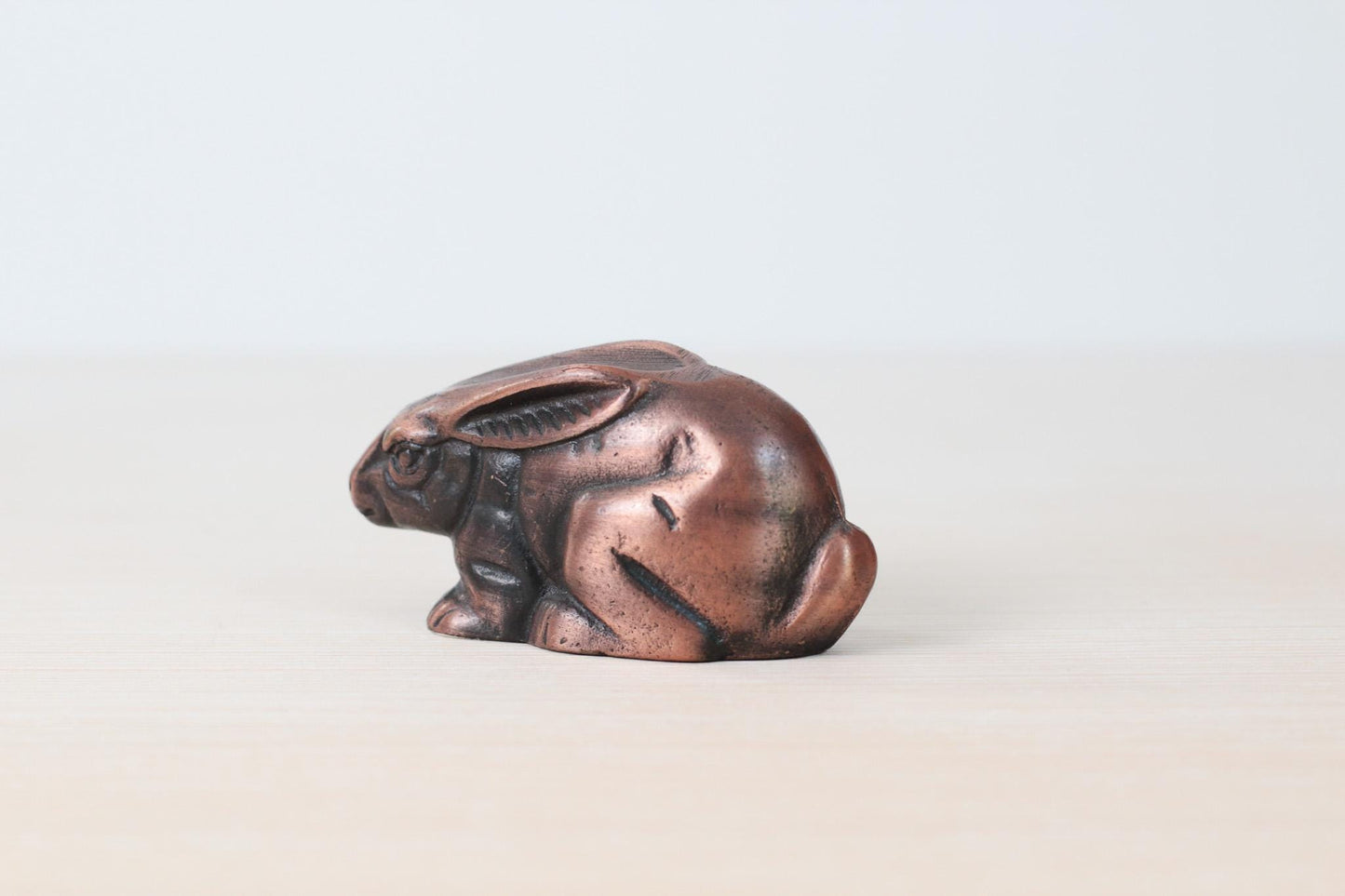 Vintage Copper-Tone Cast Metal Bunny Rabbit Figurine