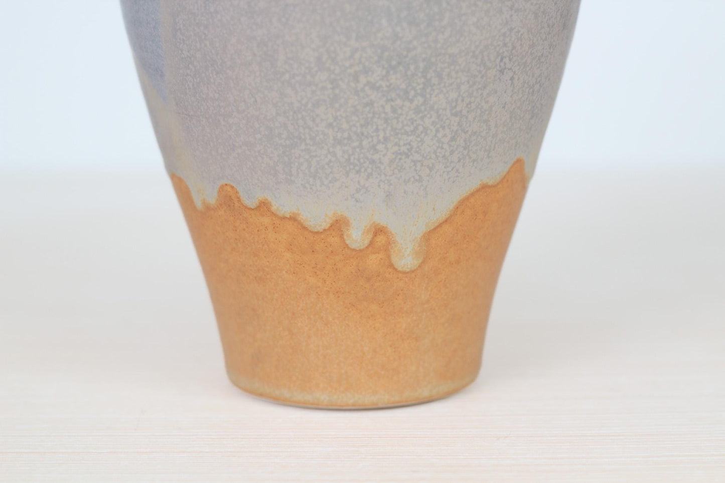 Vintage Handmade Studio Pottery Vase in Pastel Lavender and Orange | Signed by Artist