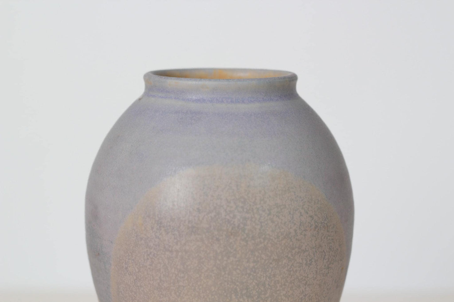 Vintage Handmade Studio Pottery Vase in Pastel Lavender and Orange | Signed by Artist