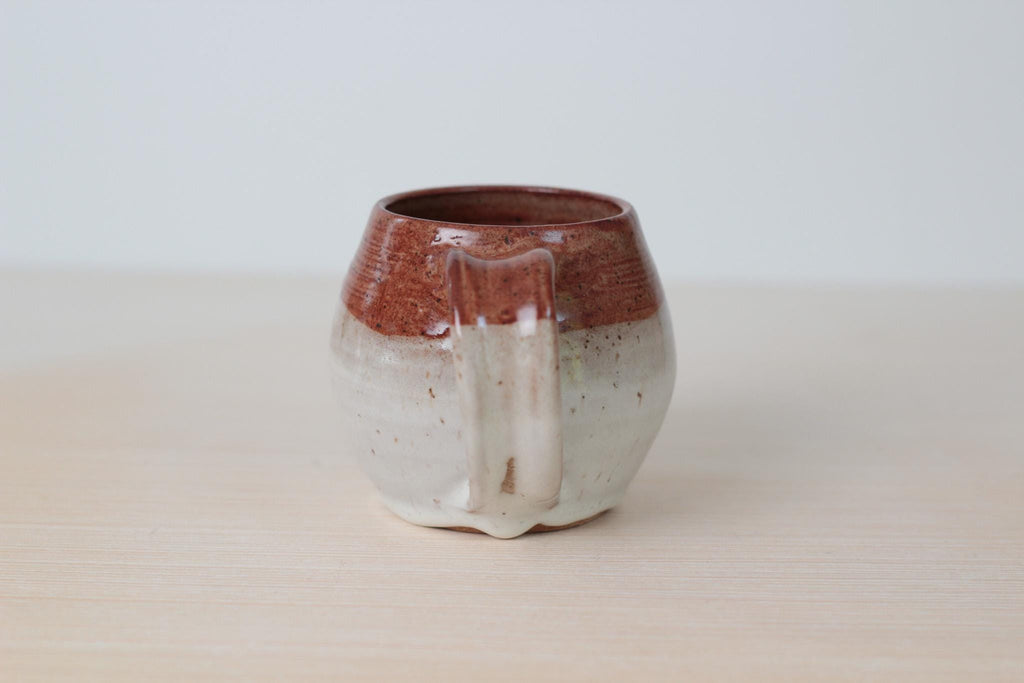Vintage Studio Pottery Mug in Speckled Cream and Brown Glaze, Signed by Artist