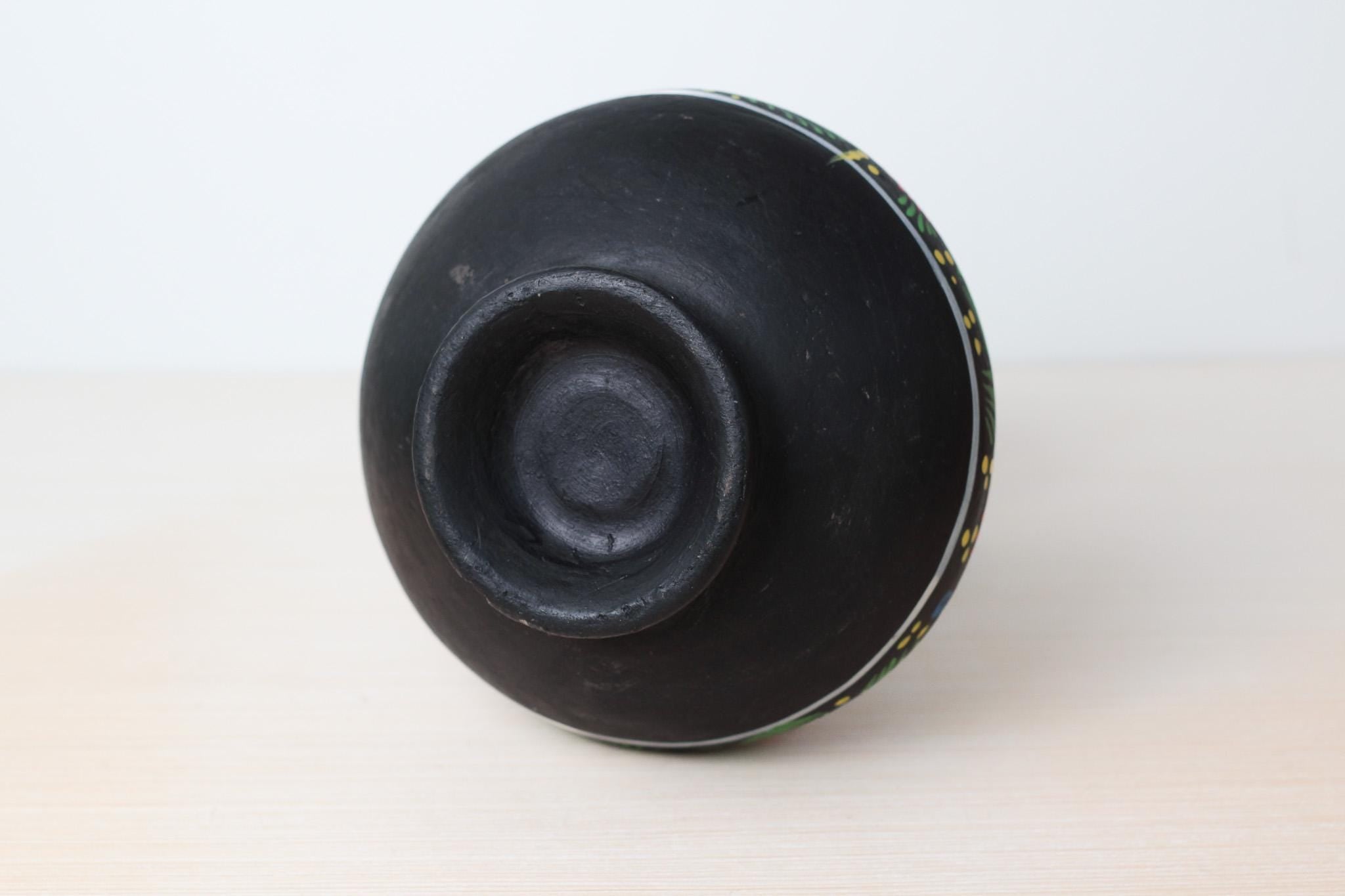 Vintage Large Hand-Painted Mexican Ceramic Vase with Bird and Floral Motifs