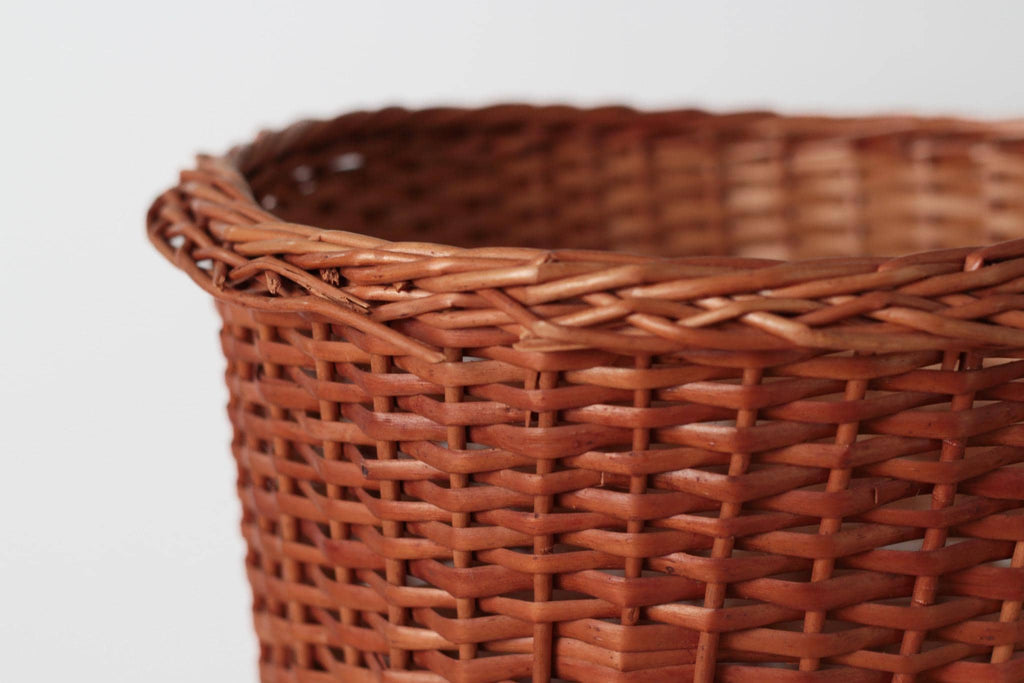 Vintage Woven Wicker Basket with Hanging Loop