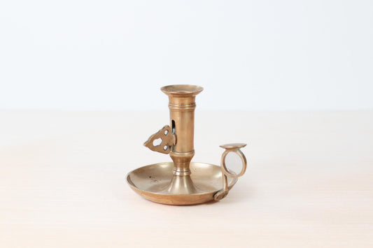 Vintage Brass Chamberstick Candle Holder with Adjustable Height Mechanism