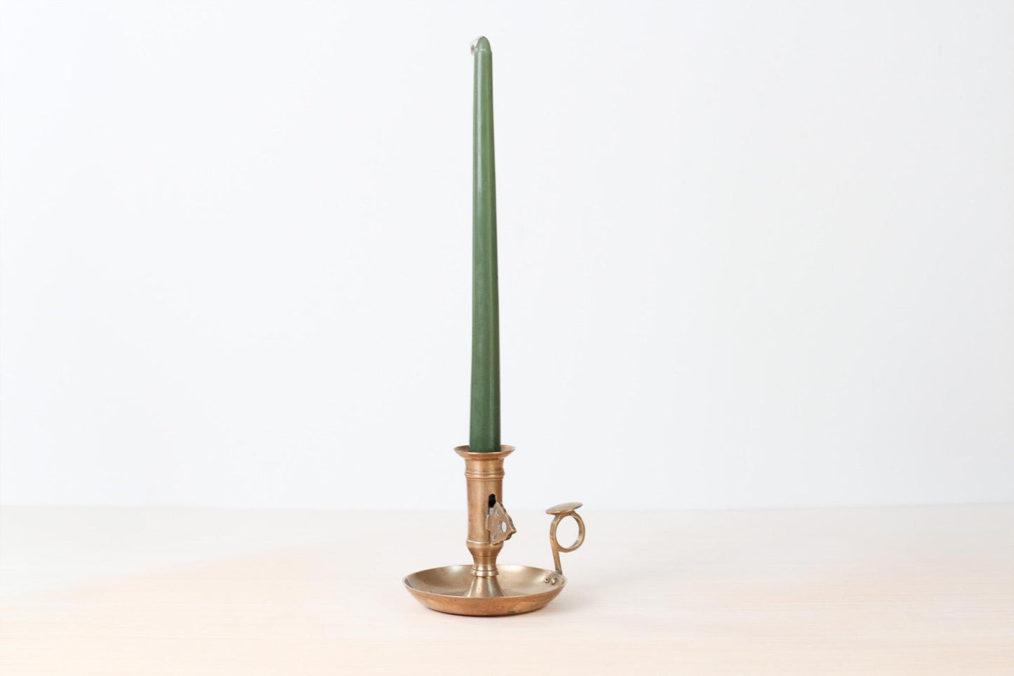 Vintage Brass Chamberstick Candle Holder with Adjustable Height Mechanism