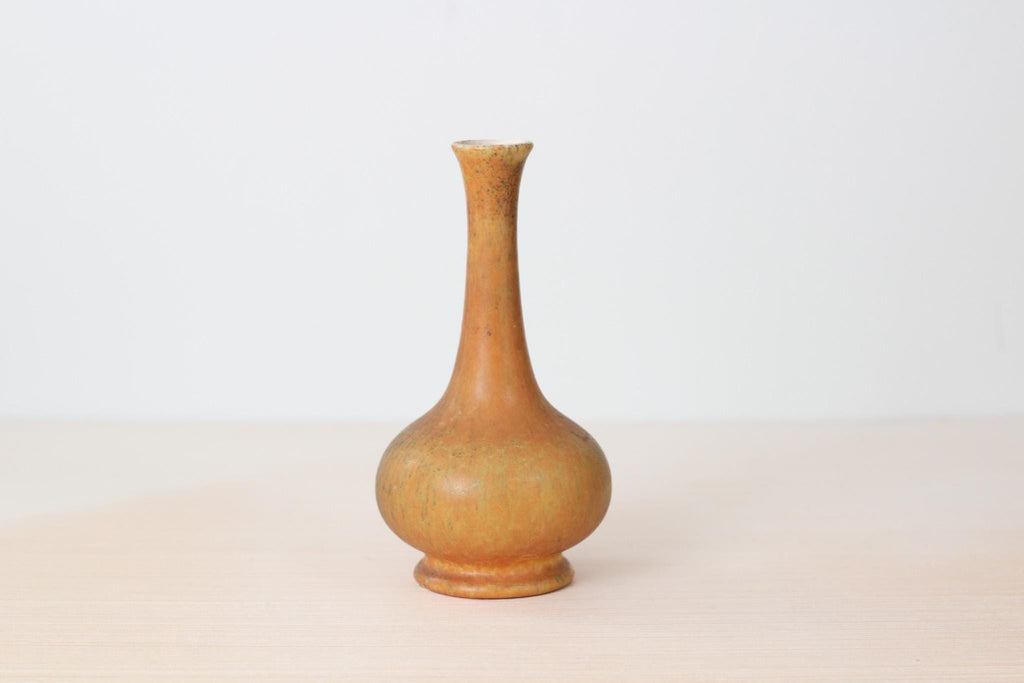 Vintage MCM Royal Haeger Ceramic Bud Vase in Mottle Mustard Yellow Glaze
