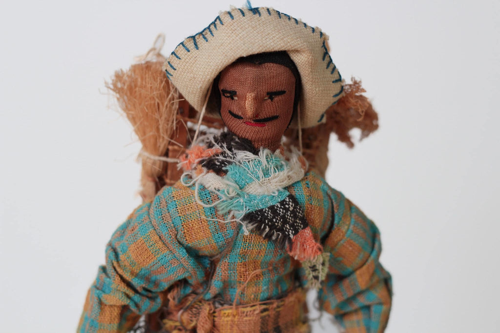 Vintage Guatemalan Folk Art Cloth Merchant Figure, 12.5in Tall