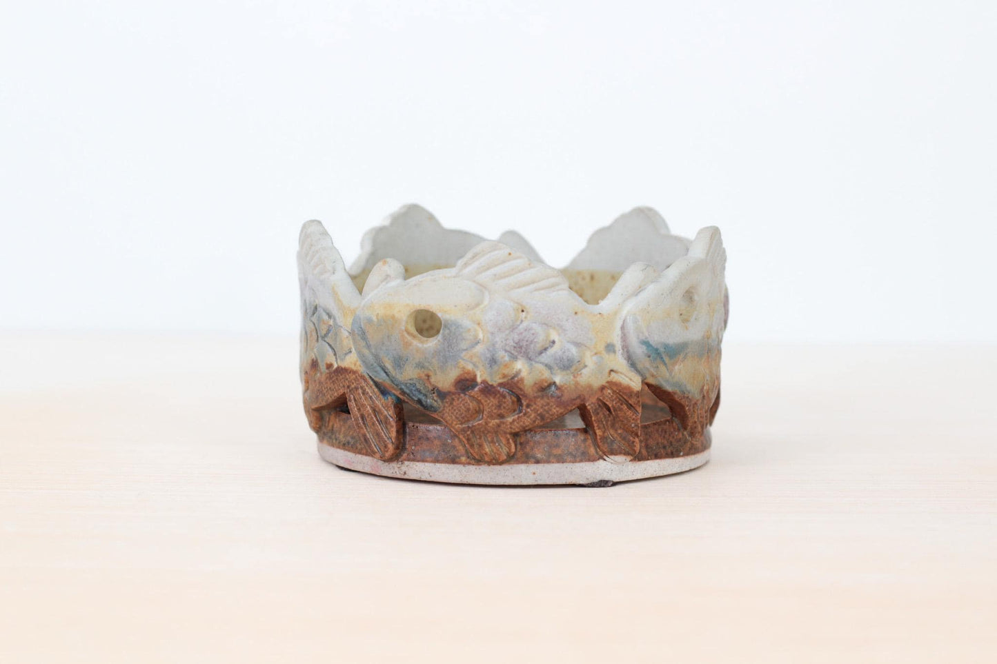 Vintage Handmade Studio Pottery Fish Candle Holder | Signed by Artisan