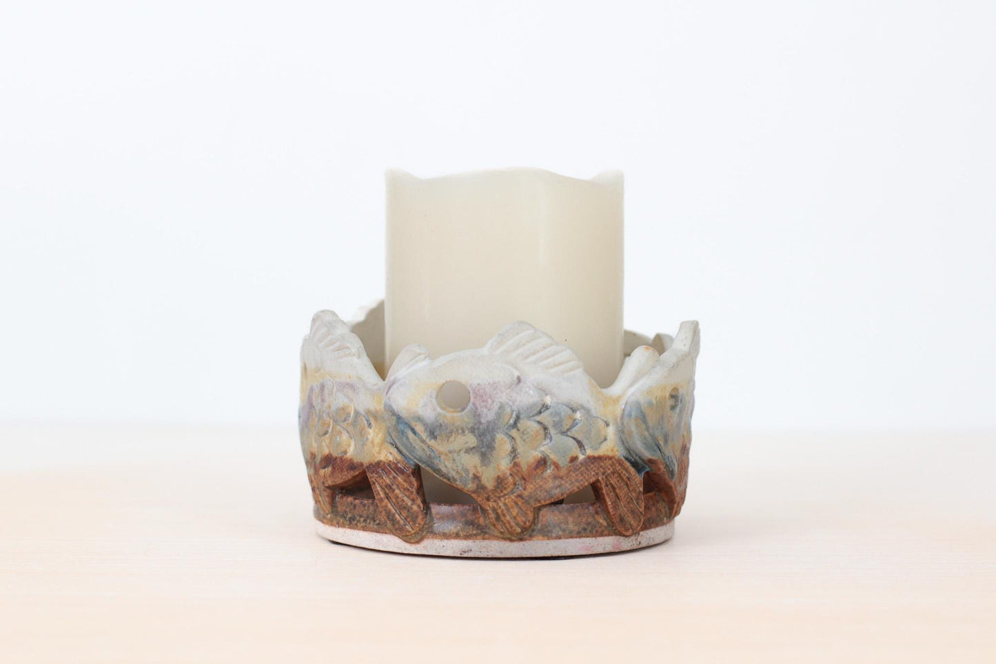 Vintage Handmade Studio Pottery Fish Candle Holder | Signed by Artisan