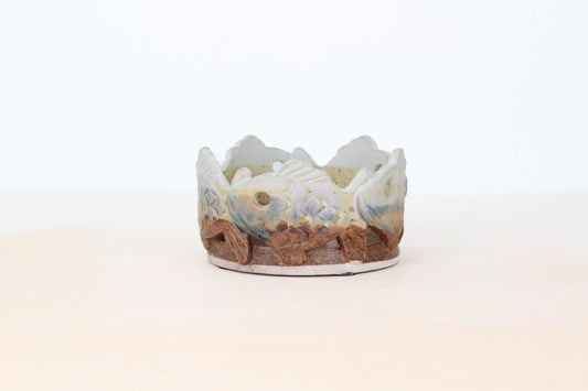 Vintage Handmade Studio Pottery Fish Candle Holder | Signed by Artisan
