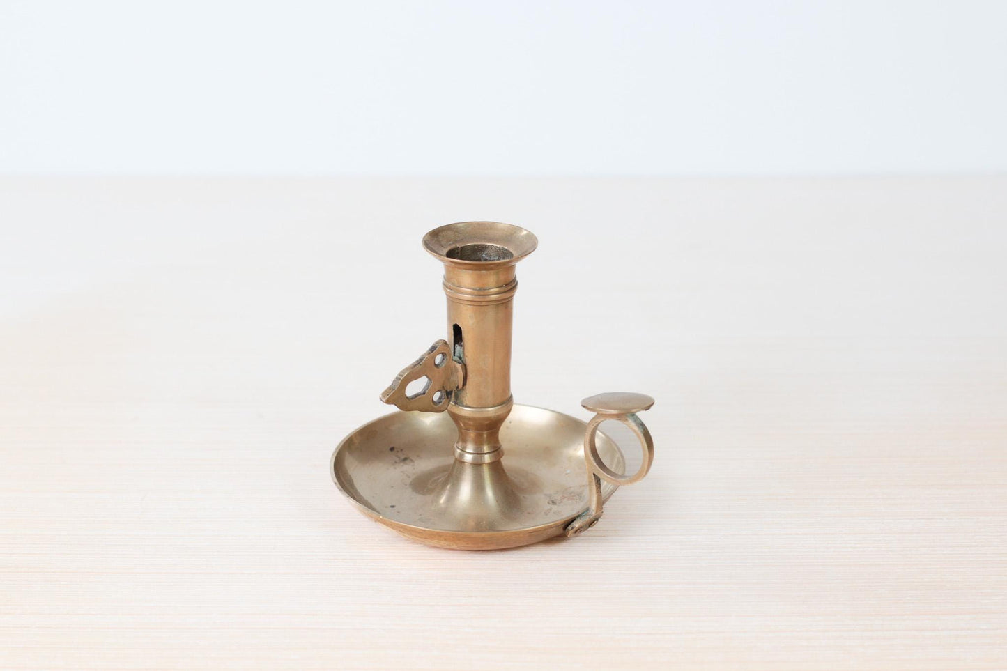 Vintage Brass Chamberstick Candle Holder with Adjustable Height Mechanism