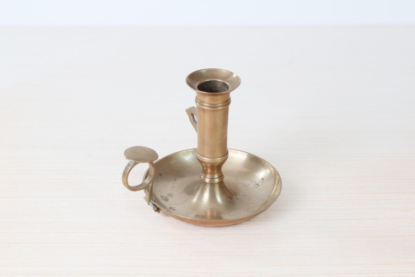 Vintage Brass Chamberstick Candle Holder with Adjustable Height Mechanism