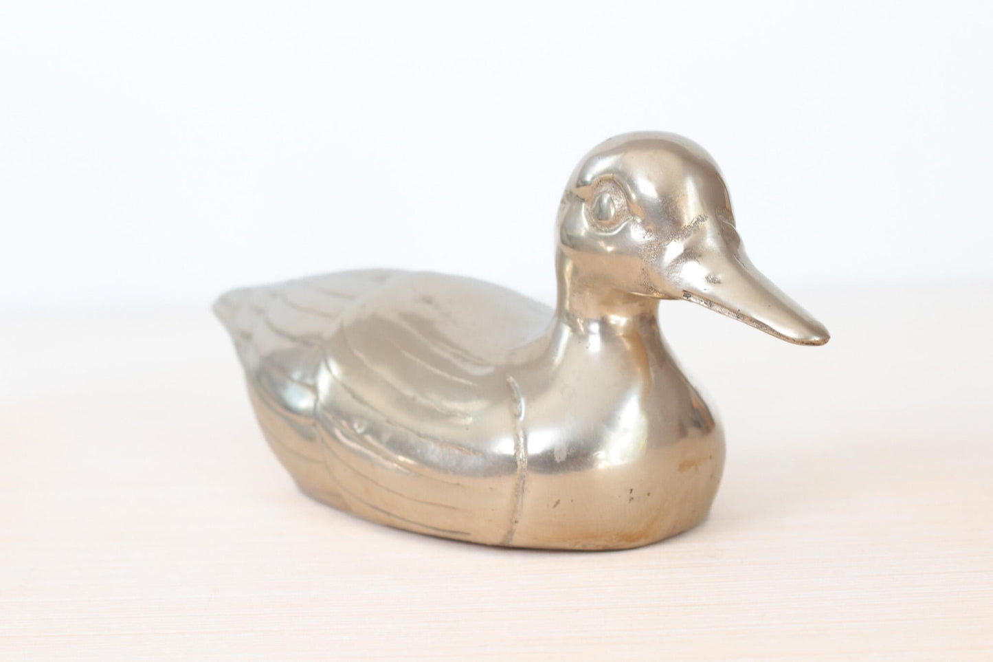 Vintage Large Brass Duck Decoy-Style Sculpture