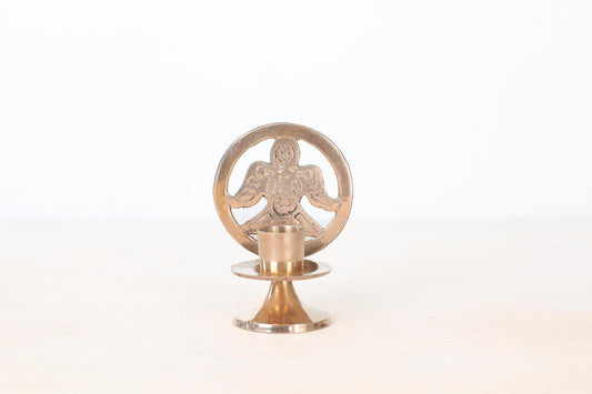 Vintage Brass Angel Candlestick Holder, Mid-Century Scandinavian Christmas Decor