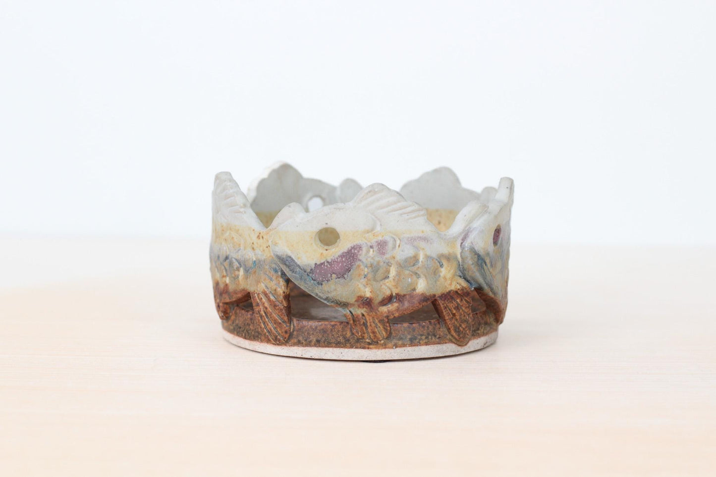 Vintage Handmade Studio Pottery Fish Candle Holder | Signed by Artisan