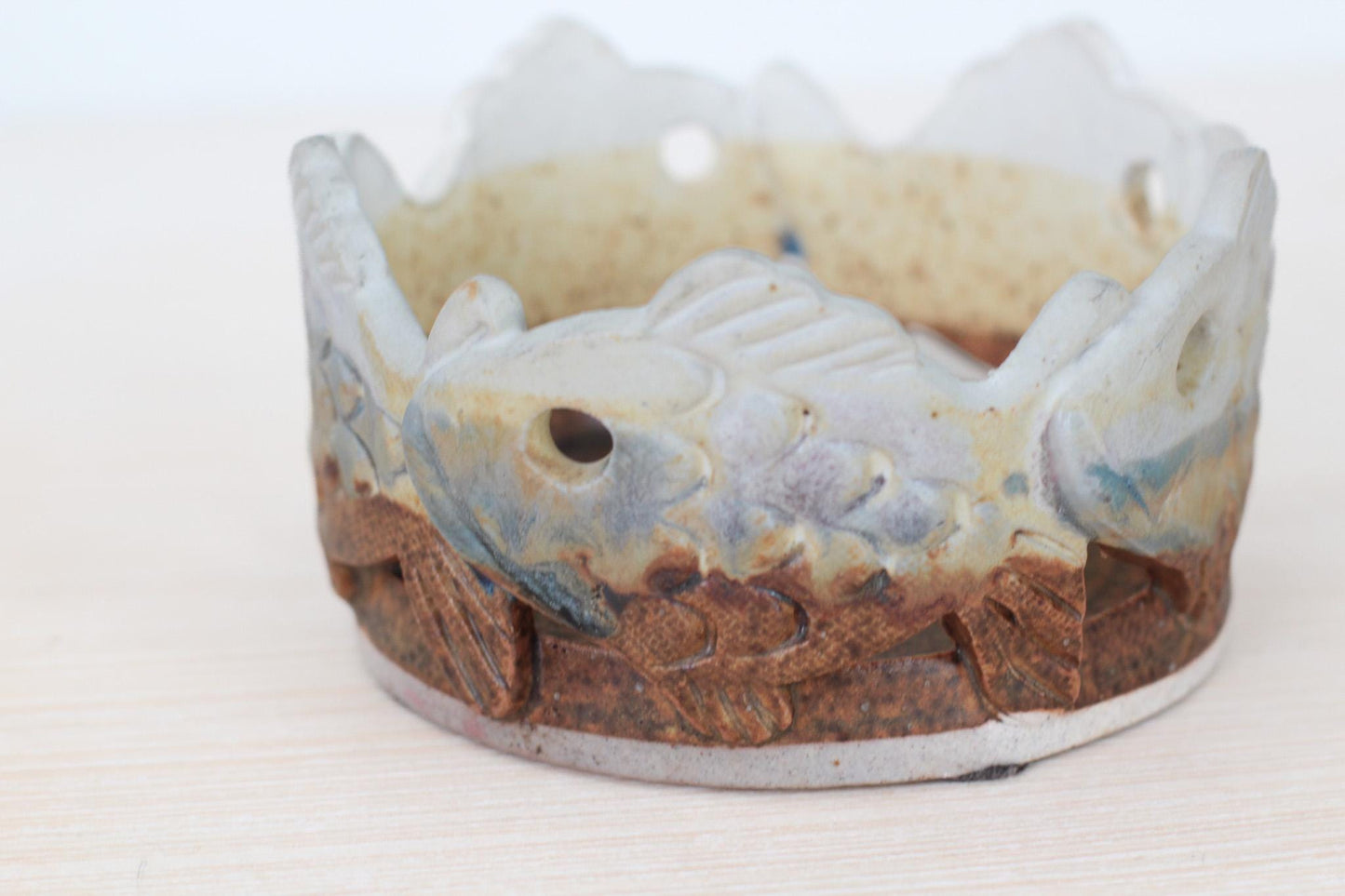 Vintage Handmade Studio Pottery Fish Candle Holder | Signed by Artisan