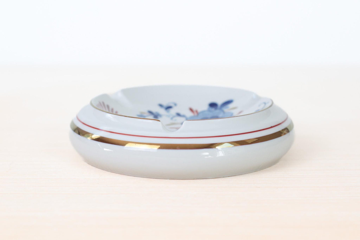 Vintage West German Porcelain Ashtray with Echt Kobalt Blue Floral Motifs