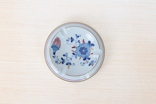 Vintage West German Porcelain Ashtray with Echt Kobalt Blue Floral Motifs
