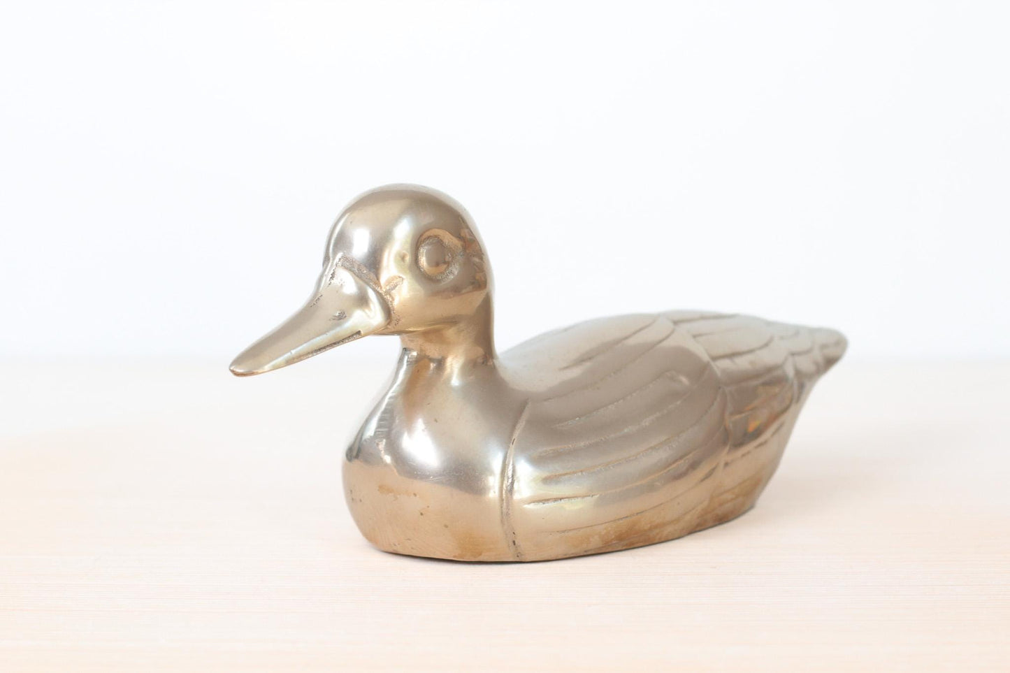 Vintage Large Brass Duck Decoy-Style Sculpture