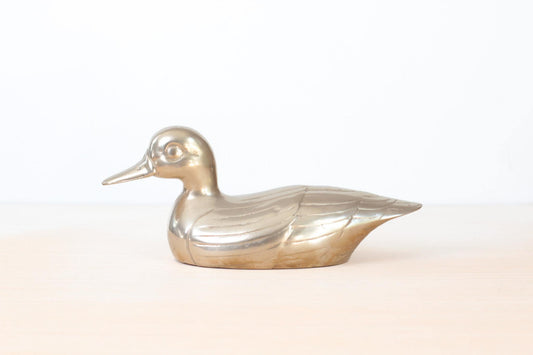 Vintage Large Brass Duck Decoy-Style Sculpture