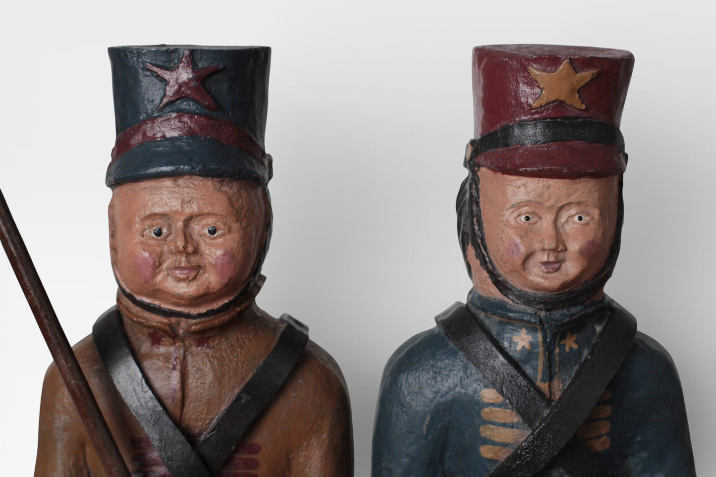 Vintage Faux-Wood Resin Soldier Figures | Americana Folk Art