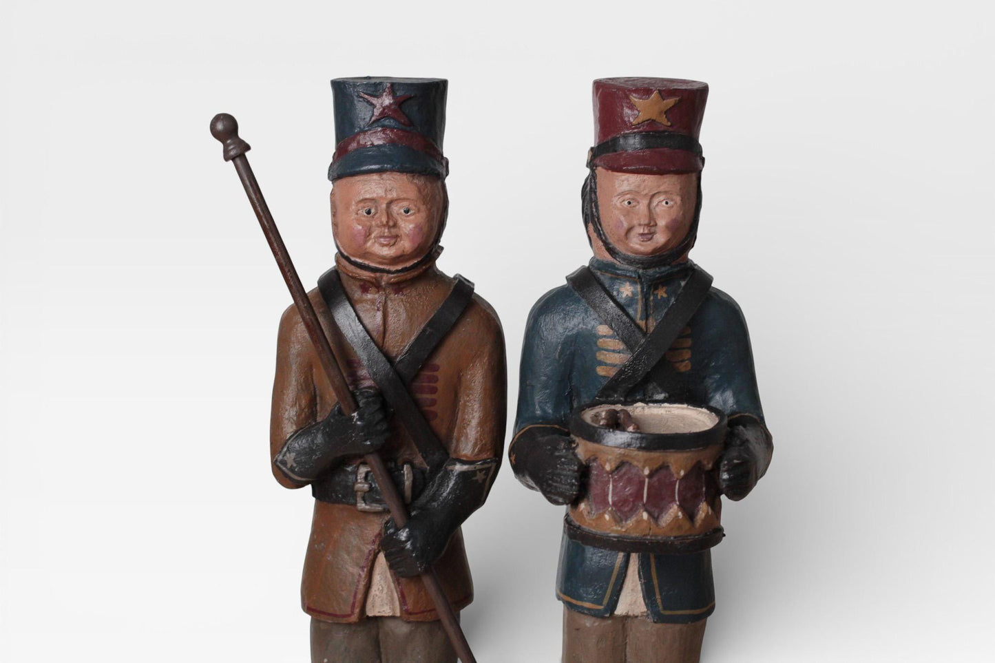 Vintage Faux-Wood Resin Soldier Figures | Americana Folk Art