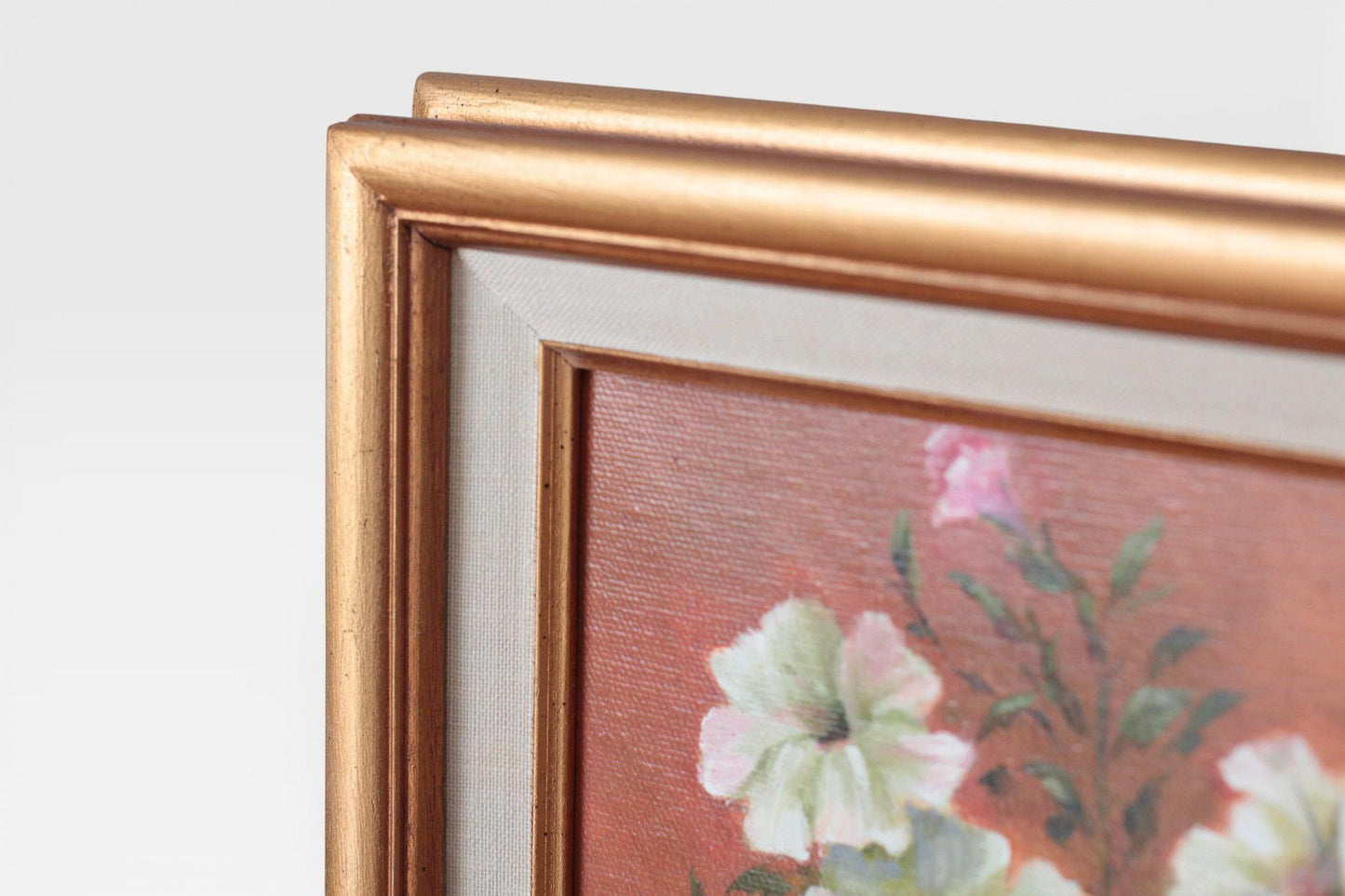 Vintage Floral Still Life Oil Painting in Gilt Wood Frame | Original Wall Art