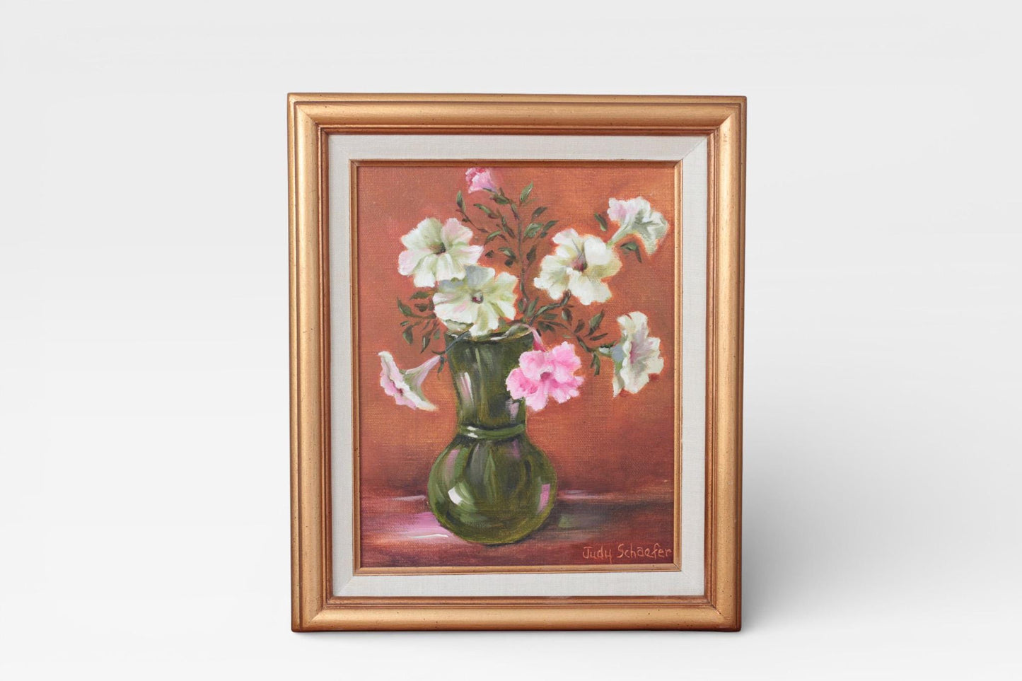 Vintage Floral Still Life Oil Painting in Gilt Wood Frame | Original Wall Art