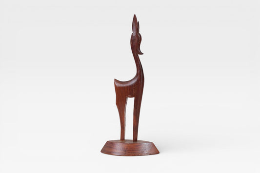 Vintage Hand Carved Wood Gazelle | Mid Century Modern Decor