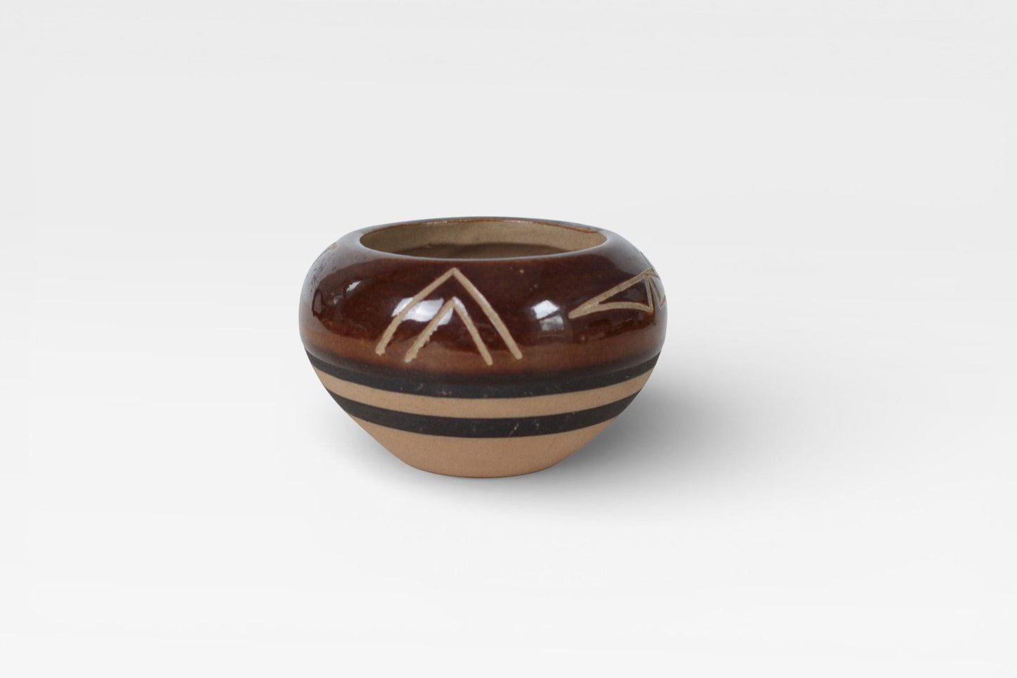 Vintage Handmade Saguaro Stoneware Bowl with Bird Motif | Southwestern Folk Art