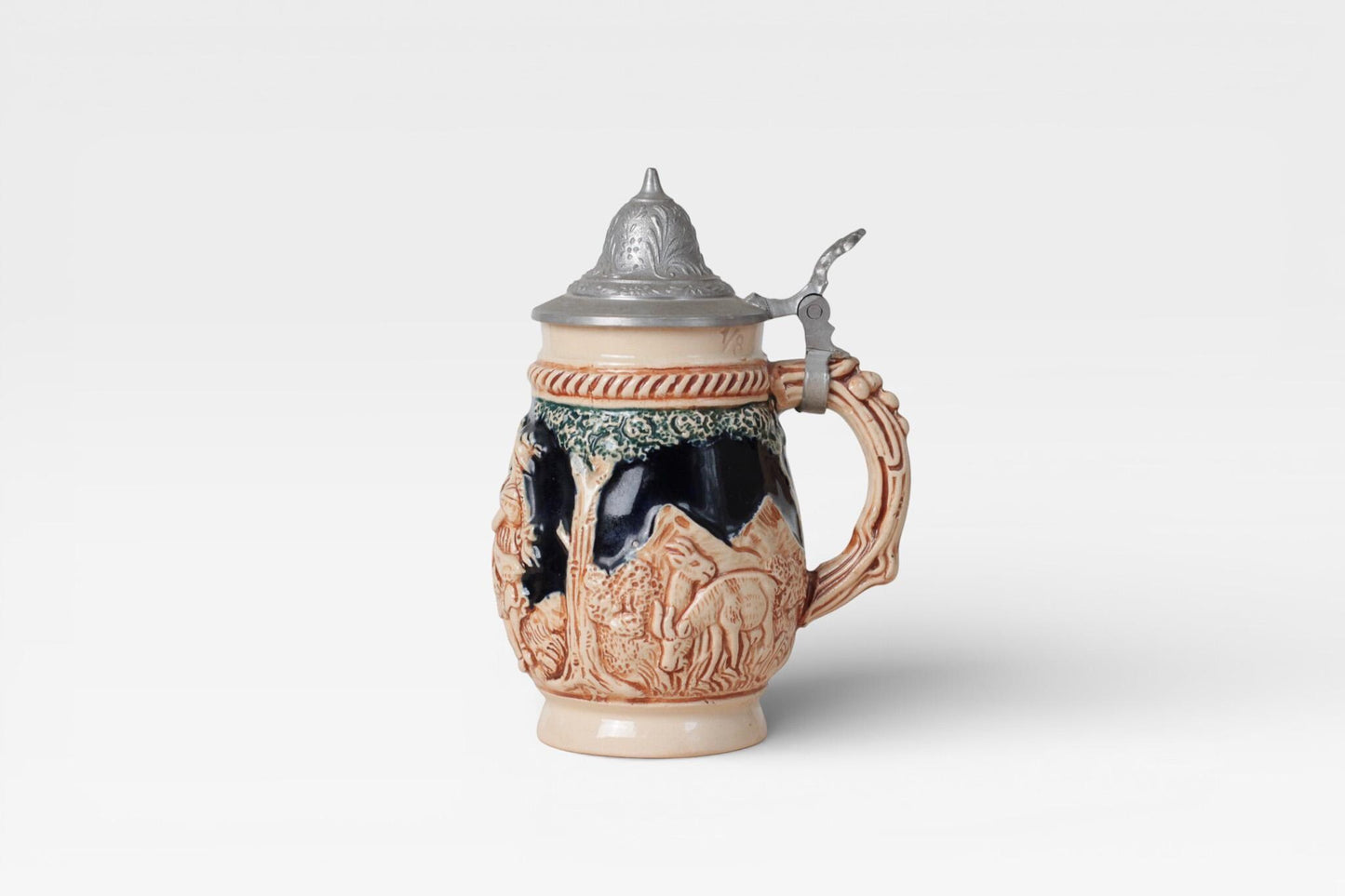 Vintage West German 1/8L Beer Stein with Pewter Lid | Mid-Century German Folk Art