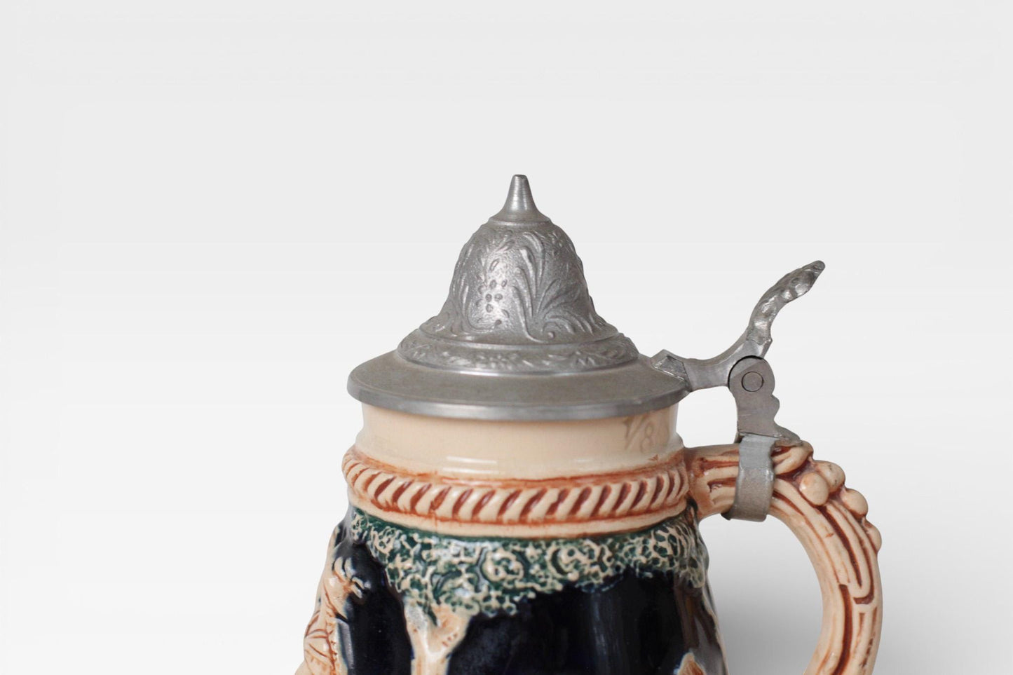 Vintage West German 1/8L Beer Stein with Pewter Lid | Mid-Century German Folk Art