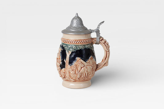 Vintage West German 1/8L Beer Stein with Pewter Lid | Mid-Century German Folk Art