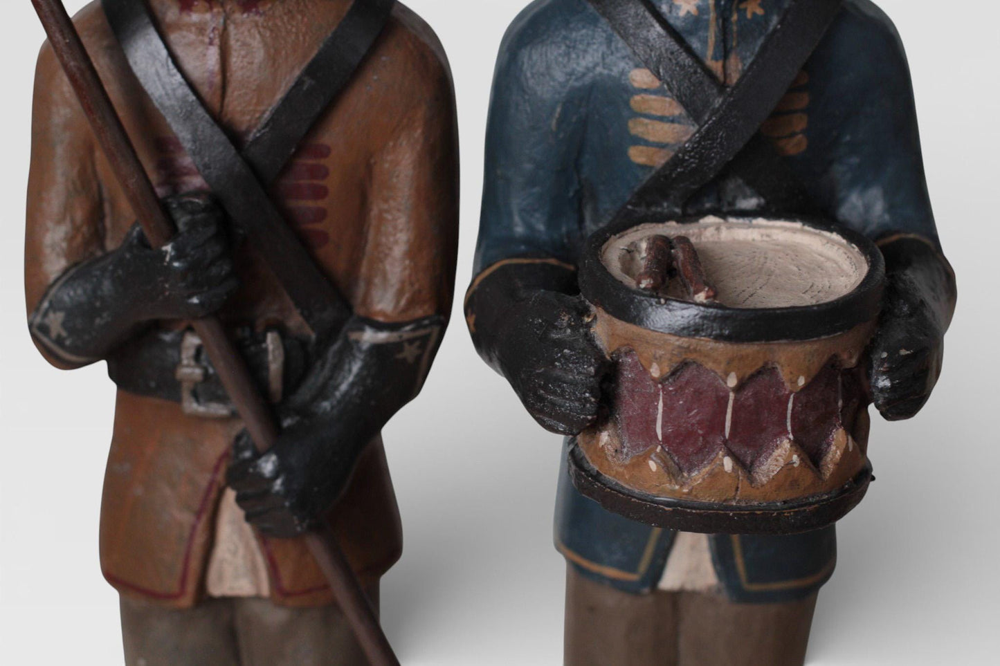 Vintage Faux-Wood Resin Soldier Figures | Americana Folk Art