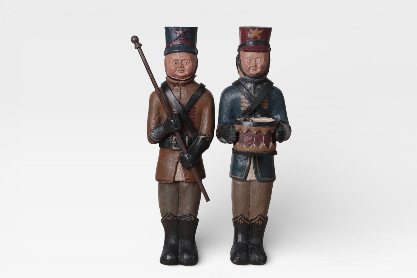 Vintage Faux-Wood Resin Soldier Figures | Americana Folk Art