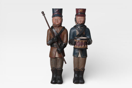 Vintage Faux-Wood Resin Soldier Figures | Americana Folk Art