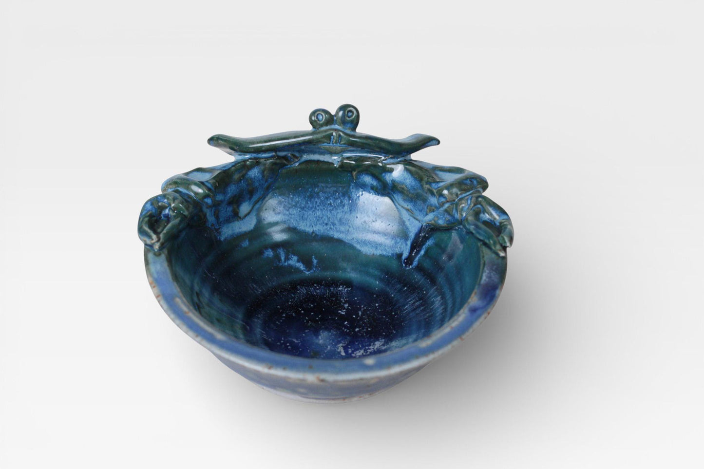Vintage Handmade Studio Pottery Blue Crab Bowl | Signed by Artist