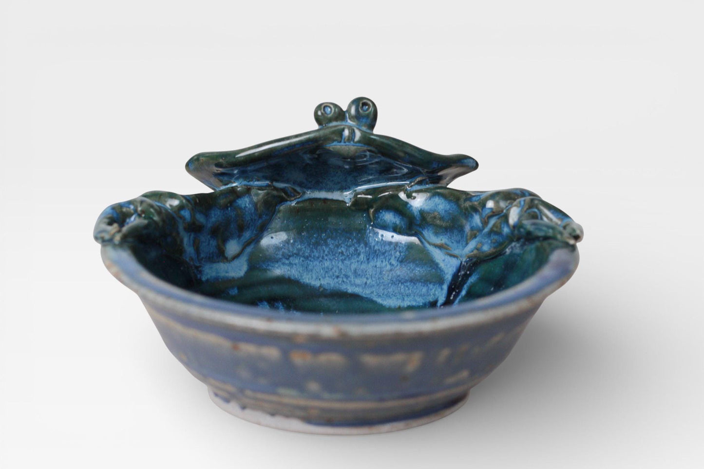Vintage Handmade Studio Pottery Blue Crab Bowl | Signed by Artist