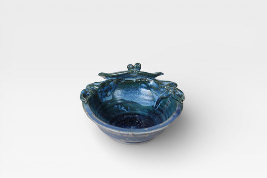 Vintage Handmade Studio Pottery Blue Crab Bowl | Signed by Artist